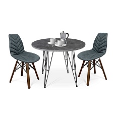 Обеденная группа Sheffilton SHT-DS180 мрамор прем./графит/черный/темный орех 8202373001