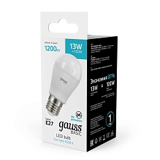 Лампа светодиодная Gauss Basic Шар E27 13W 4000K матовая 10502232 4
