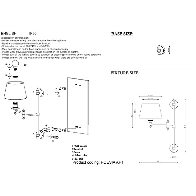 Бра Crystal Lux Poesia AP1 Brass изображение 2 Бра Crystal Lux Poesia AP1 Brass Фото № 2
