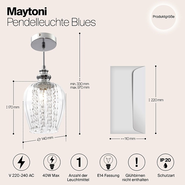 Подвесной светильник Maytoni Blues MOD044-PL-01-N Фото № 2