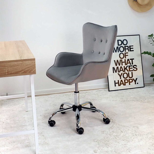 Поворотное кресло AksHome Bella серый, велюр 61453 изображение 5 Поворотное кресло AksHome Bella серый, велюр 61453 Фото № 5