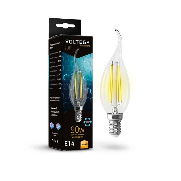 Лампа светодиодная Voltega E14 6W 3000K прозрачная 7220 Фото № 1