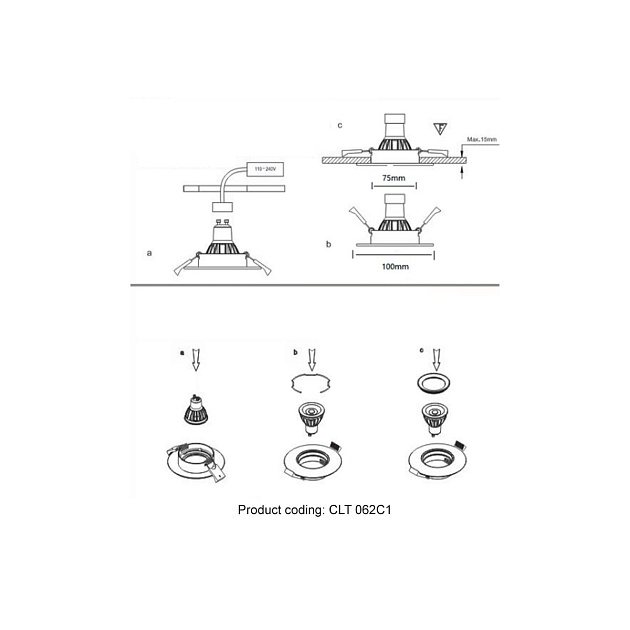 Встраиваемый светильник Crystal Lux CLT 062C1 BL Фото № 2