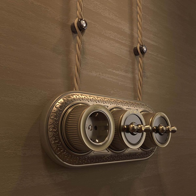 Переключатель-выключатель одноклавишный Werkel бронзовый Ретро W5712012 4690389166617 Фото № 4