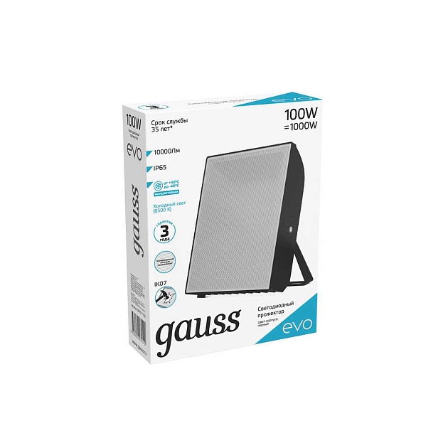 Прожектор светодиодный Gauss Evo 100W 6500К 687511100 изображение 4 Прожектор светодиодный Gauss Evo 100W 6500К 687511100 Фото № 4