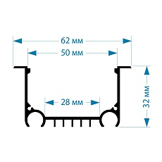 Профиль врезной серебро 2м. Apeyron 08-27-01 1