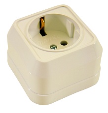 Розетка Makel 1-м ОП 16А IP20 квадратная с заземл. крем 45208