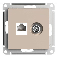 Розетка компьютерная RJ45/телевизионная TV Systeme Electric AtlasDesign кат. 5Е песочный ATN001289 1