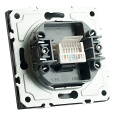 Розетка компьютерная 1-местная RJ-45 (механизм), STEKKER, серия Эмили, RST00-5117-05, черный уголь, soft touch 49847 2