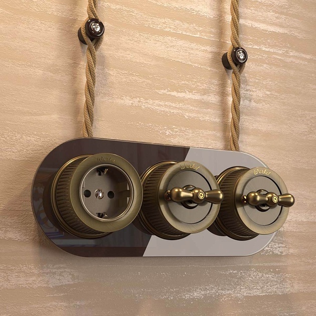 Переключатель-выключатель одноклавишный Werkel бронзовый Ретро W5712012 4690389166617 Фото № 6