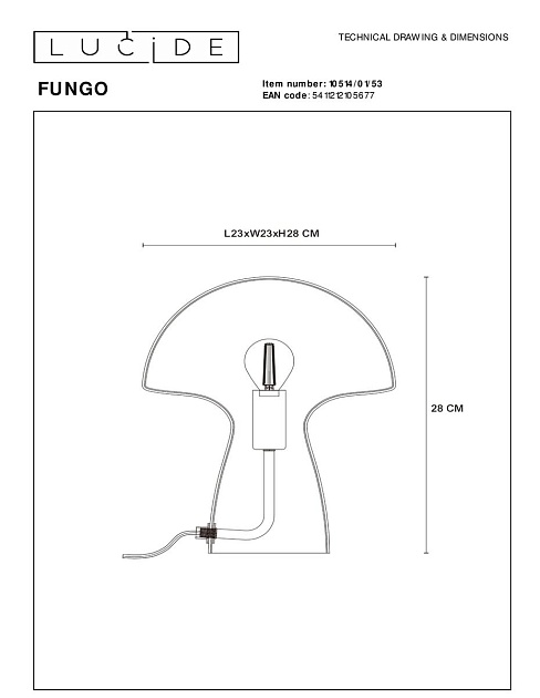 Настольная лампа Lucide Fungo 10514/01/53 Фото № 2