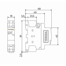 Контактор модульный 25 A 2NO (1 модуль) Werkel W941M25O 4690389212093 1