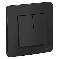 Выключатель двухклавишный Systeme Electric Blanca 10A 250V антрацит BLNVS010506