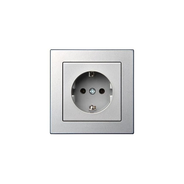 Розетка 2P+E Liregus Epsilon серебро 28-176 изображение 1 Розетка 2P+E Liregus Epsilon серебро 28-176 Фото № 1