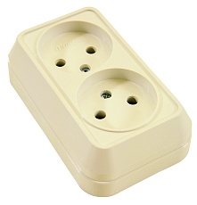 Розетка Makel 2-м ОП без заземл. крем. 45217