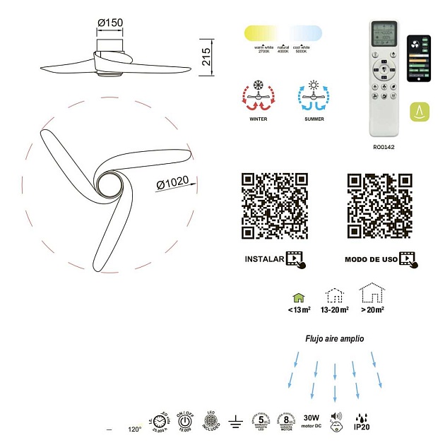 Люстра потолочная-вентилятор Mantra Groenland 9066 изображение 2 Люстра потолочная-вентилятор Mantra Groenland 9066 Фото № 2