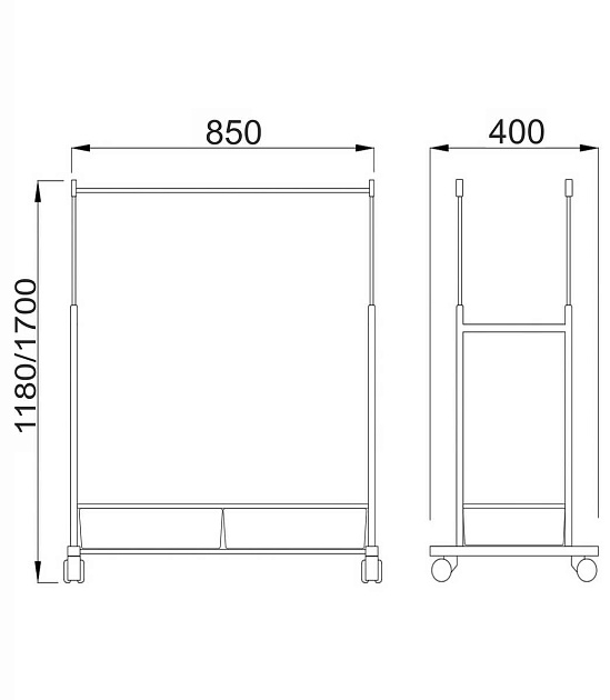 Гардеробная вешалка AksHome Rosa на колесах, черный, металл 77672 Фото № 2
