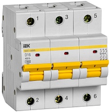 Автоматический выключатель ВА47-100МА без теплового расцепителя 3P 16А 10кА D IEK MVA43-3-016-D