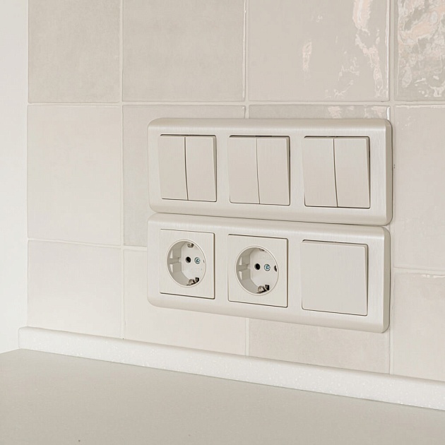 Выключатель двухклавишный проходной Werkel перламутровый рифленый W1122013 4690389160950 Фото № 7