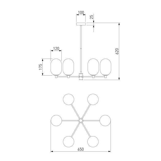 Подвесная люстра Eurosvet Loona 60161/6 латунь изображение 2 Подвесная люстра Eurosvet Loona 60161/6 латунь Фото № 2