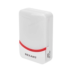 Беспроводной дверной звонок c цифровым кодированием переливающийся 38 мелодий 150м IP44 (белый/красный) REXANT 73-0016 2