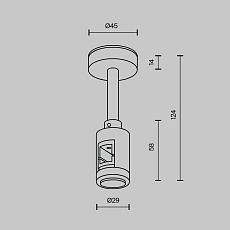 Крепление потолочное Short 78мм с вводом питания Maytoni Technical TRA156C-B1-PT 1