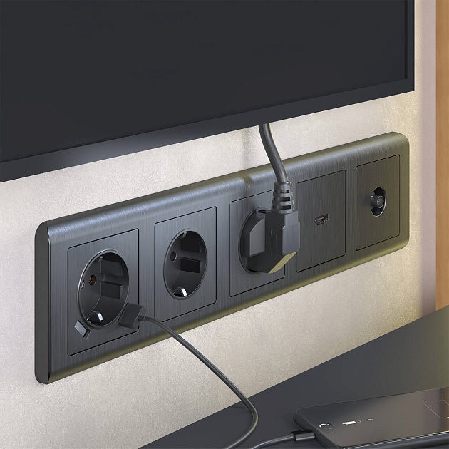 Розетка с заземлением Werkel графит рифленый W1171004 4690389158629 Фото № 7