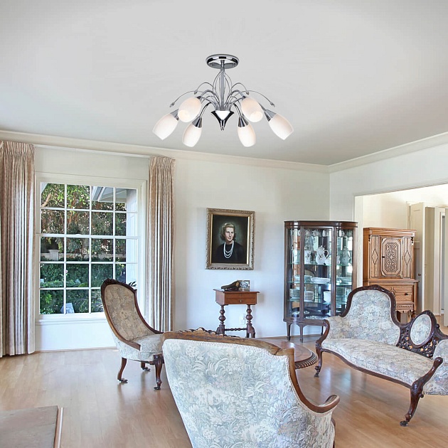 Потолочная люстра Eurosvet 22080/6 хром изображение 5 Потолочная люстра Eurosvet 22080/6 хром Фото № 5