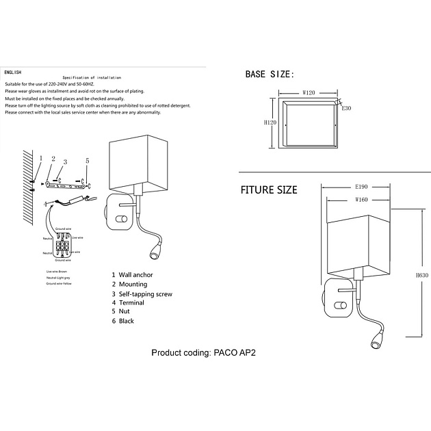 Бра Crystal Lux Paco AP2 Chrome/Black Фото № 2
