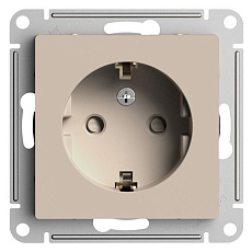 Розетка 2К+З Systeme Electric AtlasDesign 16A 250V со шторками песочный ATN001245 1