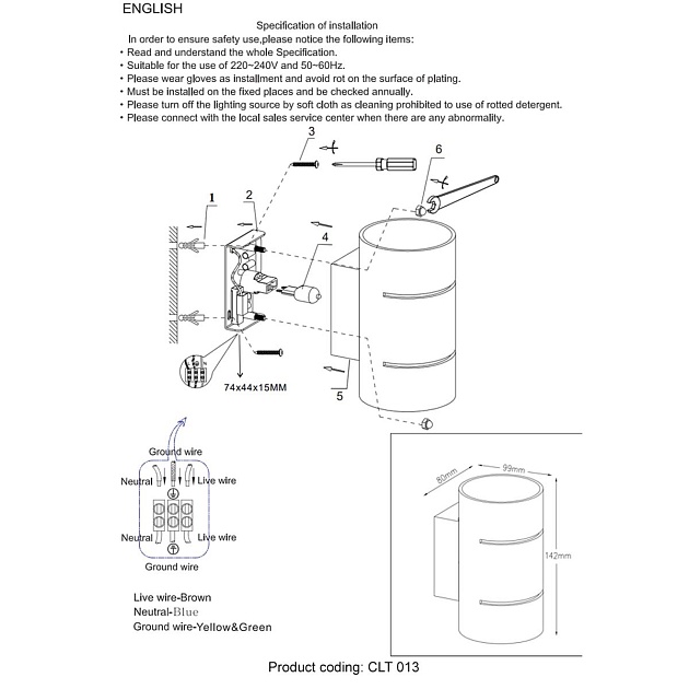 Настенный светильник Crystal Lux CLT 013 WH Фото № 2