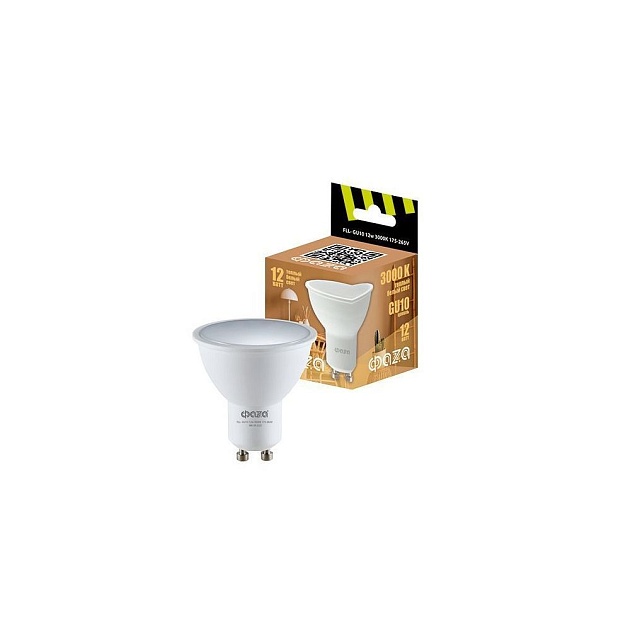 Лампа cветодиодная ФАZA GU10 12W 3000K матовая 5038745 Фото № 1