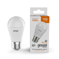 Лампа светодиодная Gauss Basic Шар E27 13W 3000K матовая 10502132 1