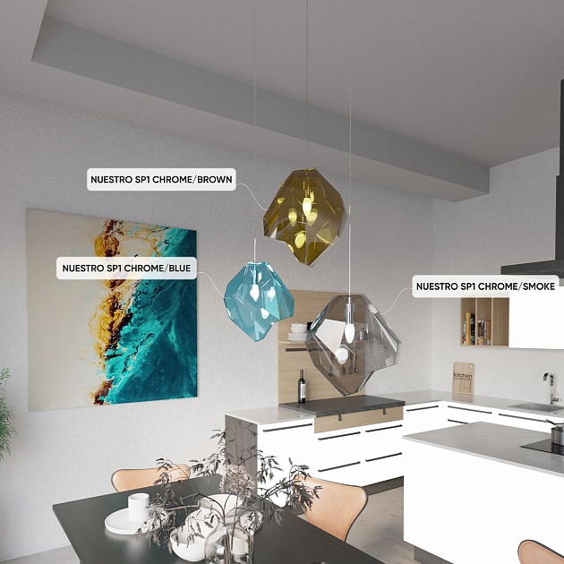 Подвесной светильник Crystal Lux NUESTRO SP1 CHROME/BLUE Фото № 4