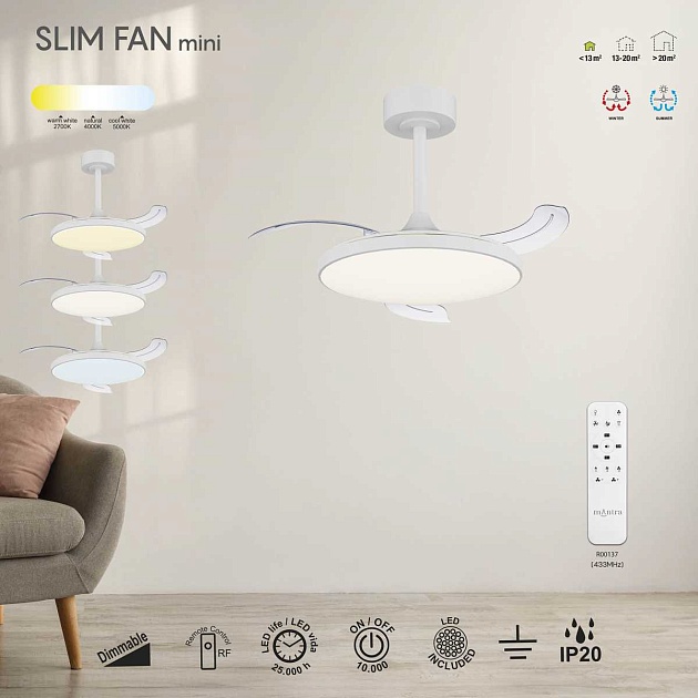 Люстра-вентилятор Mantra SLIM FAN mini 9008 Фото № 3