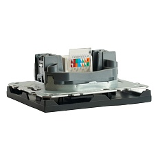 Розетка компьютерная 1-местная RJ-45 (механизм), STEKKER, серия Эмили, RST00-5117-05, черный уголь, soft touch 49847 5