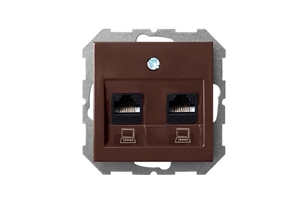 Розетка 2хRJ45 Liregus Epsilon коричневый 28-1451 изображение 2 Розетка 2хRJ45 Liregus Epsilon коричневый 28-1451 Фото № 2