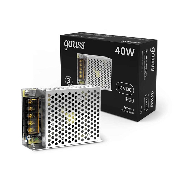 Блок питания Gauss Led Strip PS 12V 40W IP20 5A 202003040 Фото № 2