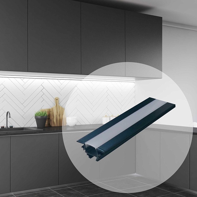 Профиль угловой накладной с рассеивателем черный/белый 1м. Apeyron 08-07-ЧБ Фото № 17