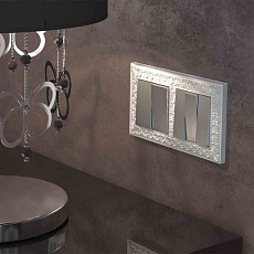 Выключатель двухклавишный Werkel (cеребряный рифленый) W1122009 4690389159626 3