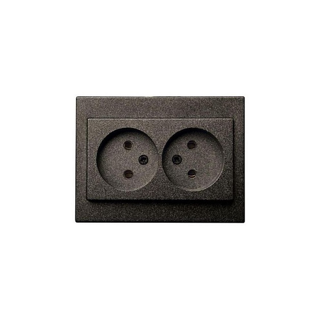Розетка двойная 2P Liregus Epsilon антрацит 28-1152 Фото № 1