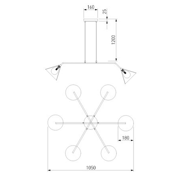 Подвесной светильник Eurosvet Enigma 70161/6 черный изображение 2 Подвесной светильник Eurosvet Enigma 70161/6 черный Фото № 2