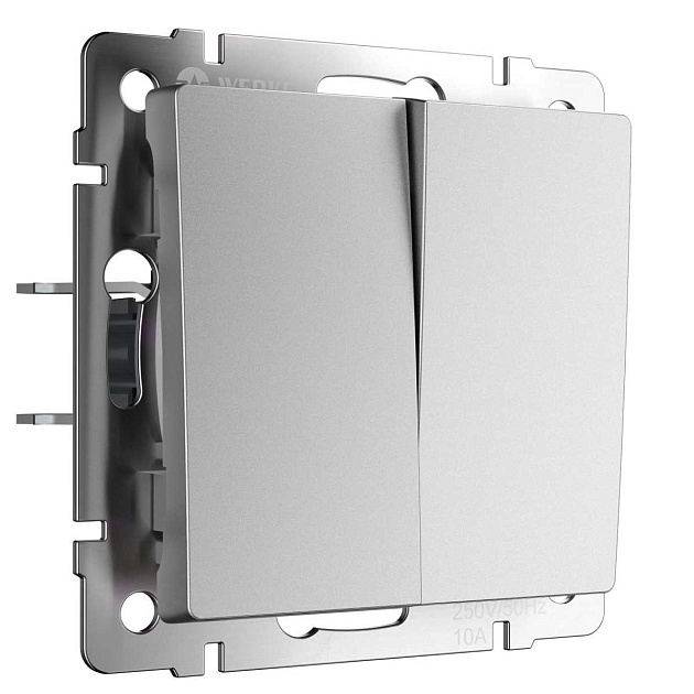 Выключатель Werkel двухклавишный серебряный матовый W1122065 4690389195549 Фото № 1