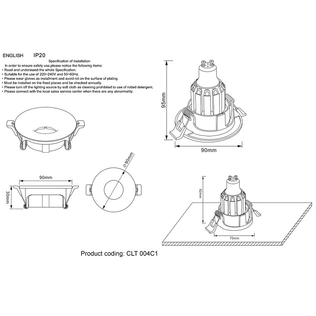 Встраиваемый светильник Crystal Lux CLT 004С1 WH Фото № 2