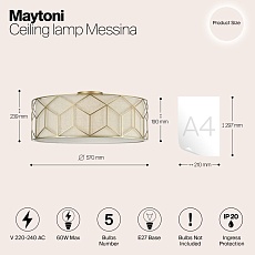 Потолочный светильник Maytoni Messina H223-PL-05-G 1