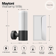 Настенный светильник Maytoni Outdoor O418WL-01B 1