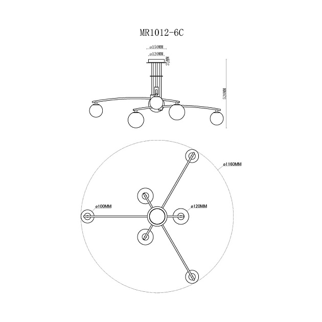 Потолочная люстра MyFar Stacy MR1012-6C Фото № 2