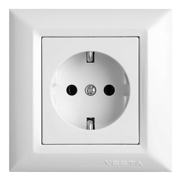 Розетка 2P+E Vesta-Electric Roma белый FRZ00010101BEL изображение 1 Розетка 2P+E Vesta-Electric Roma белый FRZ00010101BEL Фото № 1