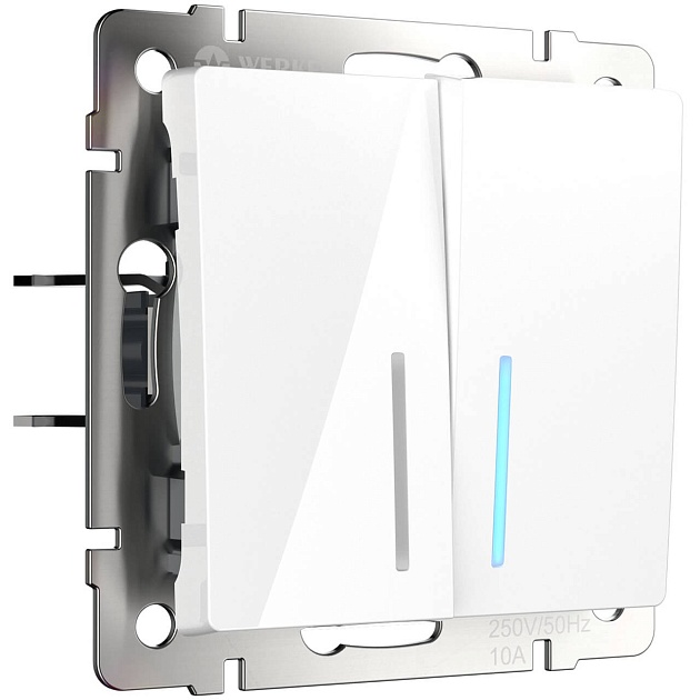 Выключатель двухклавишный с подсветкой Werkel белый W1120101 4690389155208 изображение 1 Выключатель двухклавишный с подсветкой Werkel белый W1120101 4690389155208 Фото № 1