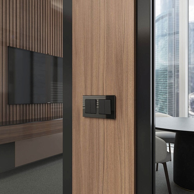 Переключатель-выключатель двухклавишный Werkel черный W1123006 4690389182167 Фото № 4